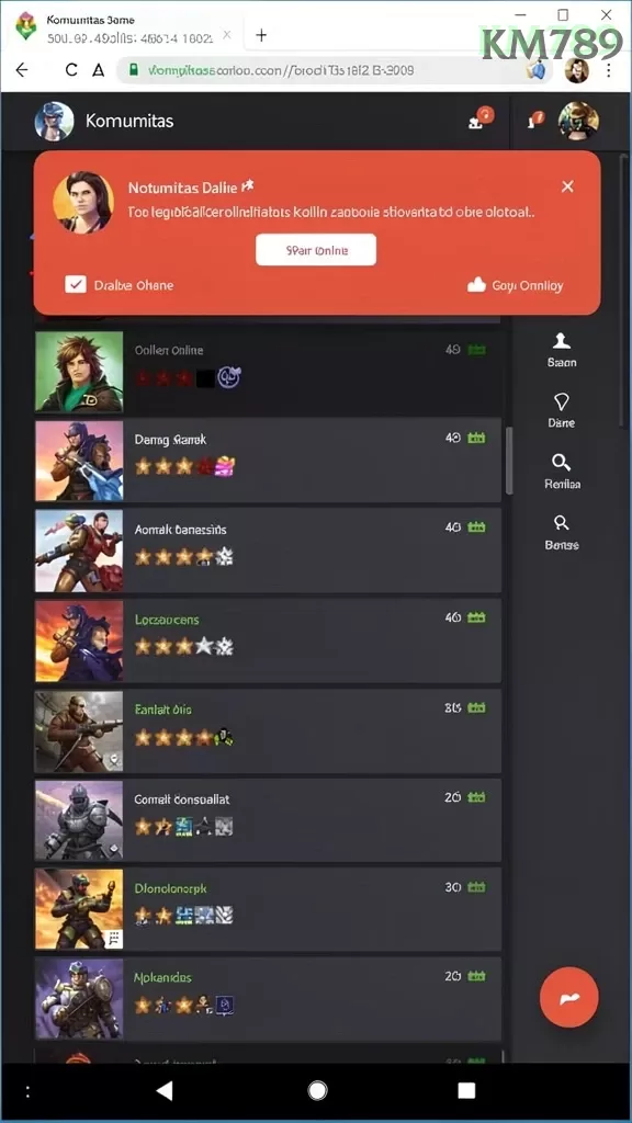 Cuplikan layar menu unduhan km789 untuk perangkat Android